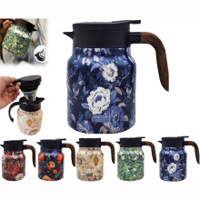 Termo de té con estampado floral vintage, Tetera termo, Infusor de té incorporado con estampado floral vintage, Termo con infusor de té