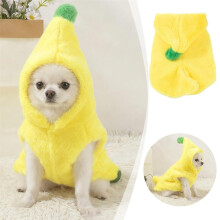 Hondenjas in bananenprint, superzacht en warm kostuum voor katten en honden onder de 16 kg, perfect voor Kerstmis, Halloween en de winter, maat M,