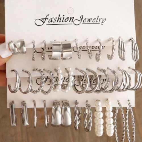 Metal Fried Dough Twists Chain Earrings Set