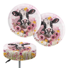 Housse de tabouret de bar à motif vache, coussin taille L, 2 pièces