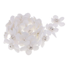 1 Yard Flower Pearl Crystal Ribbon Lace Trim Sewing Embellishment 32mm White