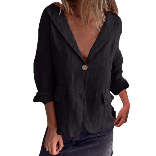 Damen-Leinenblazer Schwarz 5XL