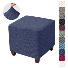 Lot de 2 housses carrées extensibles en jacquard pour pouf, housses de rangement pliables, protection pour repose-pieds.