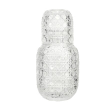 Ensemble de table de chevet vintage comprenant une carafe en verre avec un gobelet élégant en verre épais, sans plomb et compatible