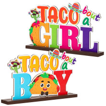 Grobro7 Puiset sukupuolen paljastavat pöytäkoristeet, 24 cm Taco Bout A Baby Boy Girl -pöytäkoristeet sukupuolen paljastaviin juhliin, 2 kpl