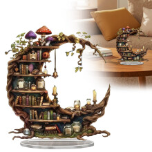Estantería Homesteed Moon de acrílico, adorno de escritorio en forma de media luna, estante decorativo original para Pascua, ideal para mesas y