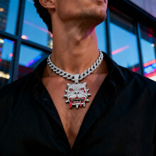 Hip Hop Animal shaped Bulldog Pendant Necklace With 15mm Crystal Cuban Chain HipHop Iced Out Bling Necklaces Men Women Fashion Charm Jewelry