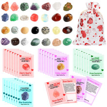 Valentine's Day Gifts for Kids – 28 Sets Natural Gemstone Valentine Cards, 7 Designs, Classroom Exchange Compatible