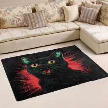 Svart katt teppe sklisikker myk dørmatte 60 x 39 tommer