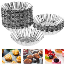 Muffin Molds Stainless Steel Egg Tart Molds Silver 50PCS 8.00X8.00X2.00CM