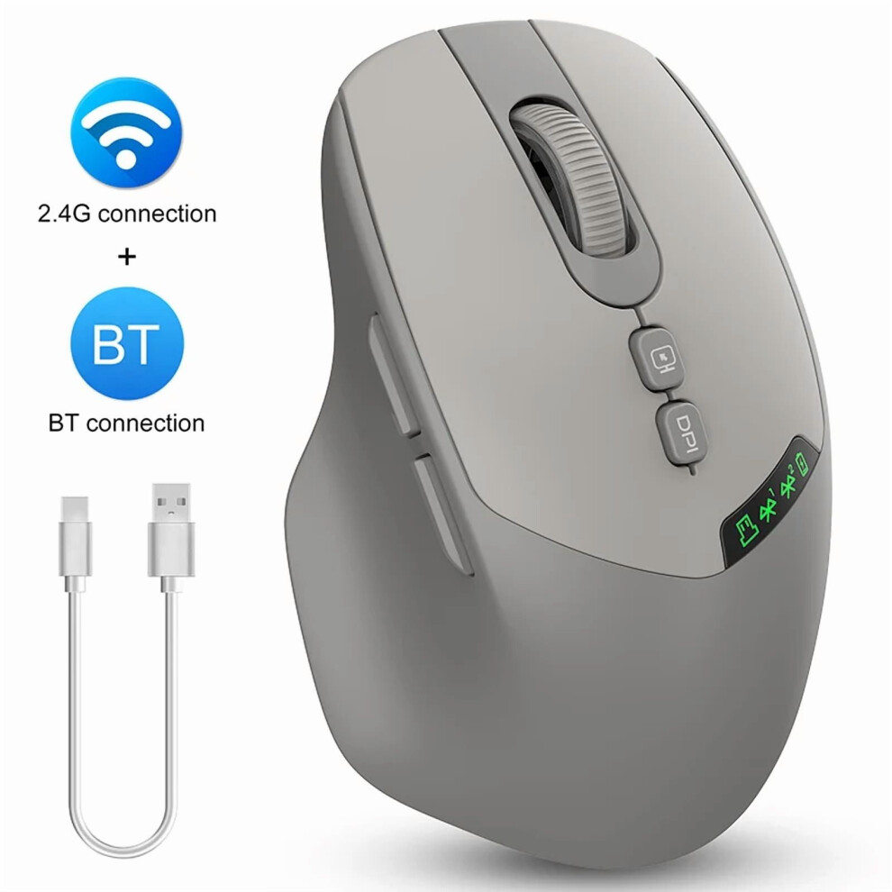 T02 Display Screen Mute Wireless Mouse,Bluetooth Dual-Mode,Noiseless Click,Wndows/Mac/Ios/Android 9450273081076