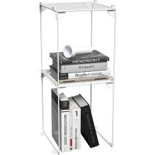 Neudeco Pack 2 Mesh Locker Shelf – Stackable, Collapsible, Metal Mesh, Fits Standard Lockers, for School/Work/Kitchen/Bathroom (White)