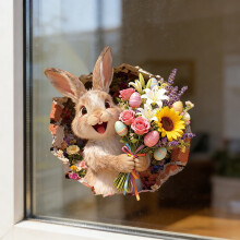 Easter rabbit and flower window clings sheet