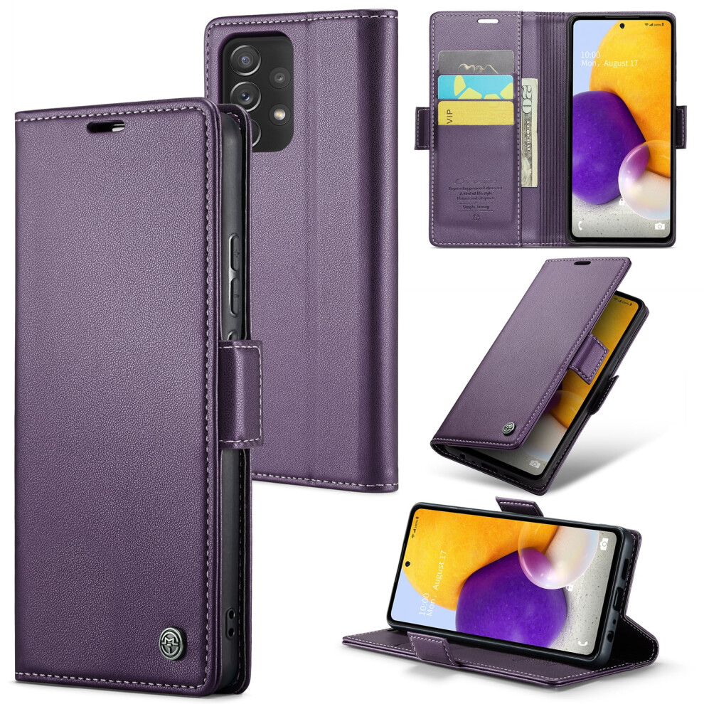 Caseme Leather Wallet Case For Samsung Galaxy A72 Â Rfid Blocking, Magnetic Clasp, Kickstand, Purple 9496895274519