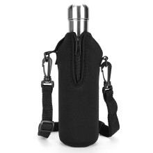 Neoprénový nosič na fľaše s popruhom, kompatibilný s fľašami S ORIGINAL, Koodee, MIRA17oz Cola – izolované puzdro cez rameno, čierne
