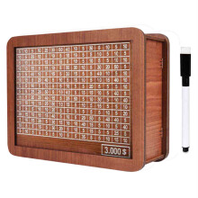 Houten spaarpot voor volwassenen en kinderen, met stift en teller, spaardoel $3000, ideaal cadeau – past bij de inrichting van je huis of kantoor.