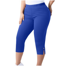 SYMOID Damen-Caprihose in Blau für kleine und große Größen (5XL) – Stretch-Yogahose, bequeme Passform, ideal für Freizeit und Yoga