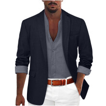 Casual Men's Blazer Men's Button Notch Lapel Solid Color Suit Jacket for Autumn Winter Formal and Business Occasions