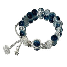 Crystal Pearl Bracelets for Women – Vintage Double-Layer Beaded Bracelet, Sweet Colorful Design, Gifts for Her (Compatible with All Wrist Sizes)