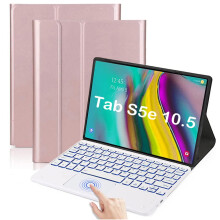 Husă cu tastatură compatibilă cu Galaxy Tab S5e2019 (SM-T720/T725/T727), husă cu suport din piele PU și tastatură Bluetooth detașabilă