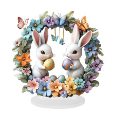 Osterhasen-Tischdekoration, Acryl-2D-Hasen- und Eier-Schild – Frühlingsdeko, Partyzubehör, passend für Etageren