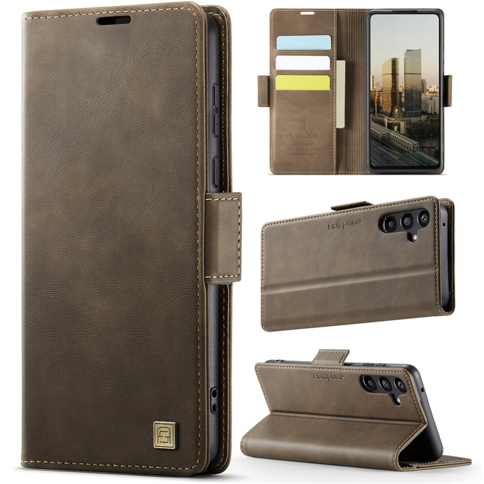 Autspace Magnetic Wallet Phone Case For Samsung Galaxy A55 5G Â Shockproof Leather Flip Case With Card Holder, Brown 9313598238498
