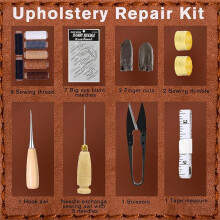 Upholstery Repair Sewing Kit,Leather Sewing Kit with Sewing Awl,Heavy Duty Sewing Kit with Stitching Needles