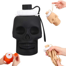 Skull Shaped Water Bottle - Reusable Silicone Foldable Bottle for Travel, Gym, Camping & Hiking, Juice Beverage & Halloween Decoration Gift