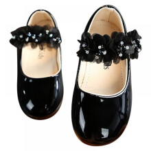 Sandalias planas de cuero para niñas estilo princesa de flores de Wuffmeow