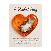 A Pocket Hug - Cat Version, Adorable Animal Sympathy Card, Small Token of Love for Grieving, Encouragement & Support I 1PC