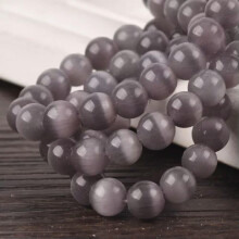 Lote de 50 cuentas sueltas de cristal ojo de gato redondas de 4/6/8/10/12/14/16 mm para manualidades - Gris oscuro - 6 mm (27 unidades)