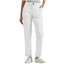 SYMOID Damen-Cargohose, weiß, hochgeschnitten, gerades Bein, lässig, mit Taschen – XS