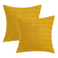 Lot de 2 housses de coussin décoratives en velours côtelé 45 x 45 cm, douces, à rayures bohèmes, style ferme moderne, décoration de Noël pour