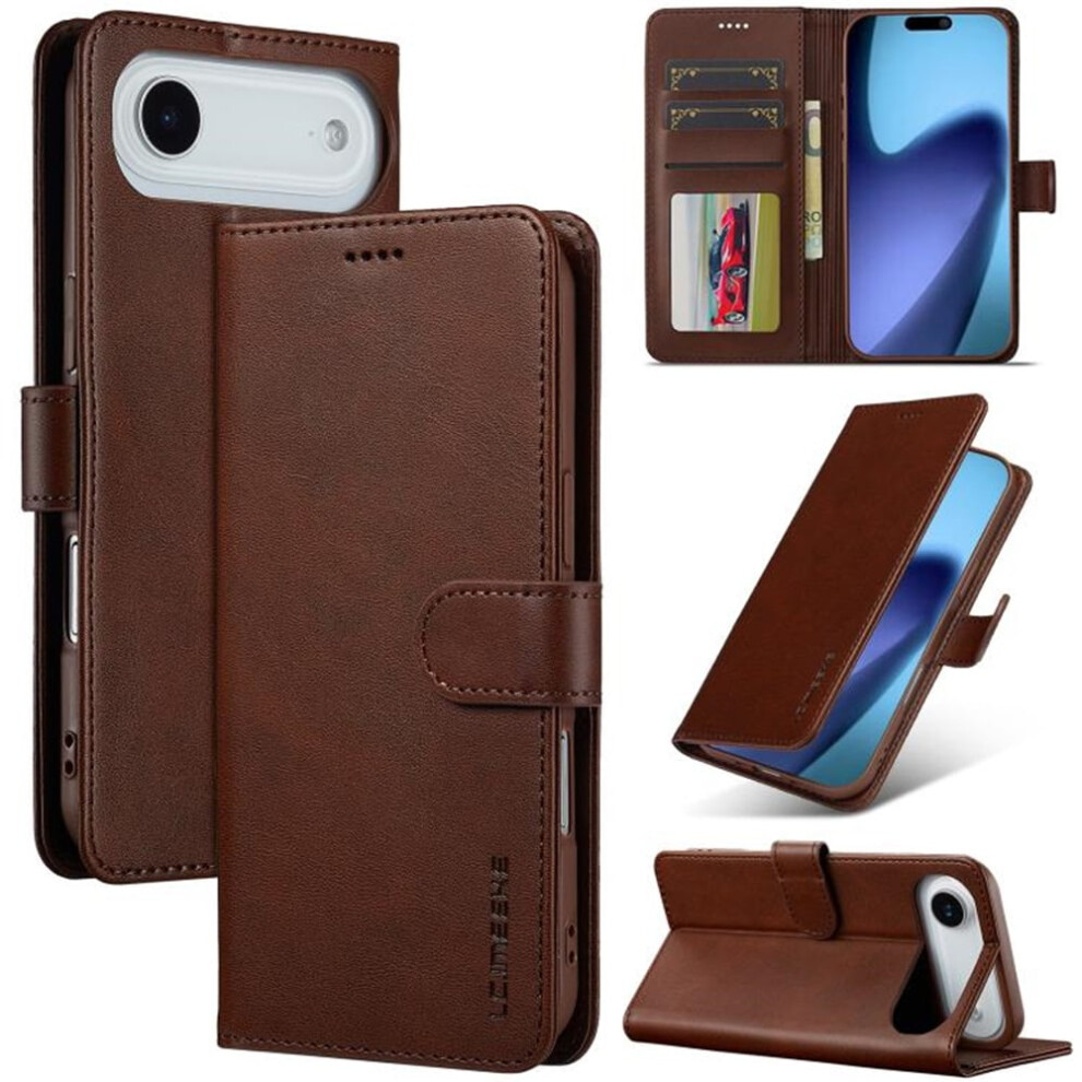 Lc.imeeke Pu Leather Flip Folio Case For Compatible With Iphone Air Â Magnetic Closure, Card Slot, Kickstand, Shockproof Brown 9313598239464