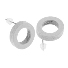 Women Ethnic Earrings Vintage Round Circle Wooden Stud Earrings White