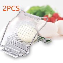 2-Pc Egg Slicer for Hard-Boiled Eggs, Strawberry/Tomato Slicer, Heavy-Duty Aluminum & Stainless Steel Wire, Multipurpose Fruit/Mushroom Dicer
