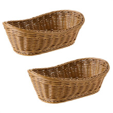 NEW 2X Oval Wicker Woven Basket Bread Serving Basket,11 Inch Storage for Food Fruit Cosmetic Table Top