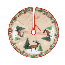 Jupe de sapin de Noël 120 cm – Motif Père Noël et rennes, polyester de qualité supérieure, compatible avec les sapins de 120 cm, décoration