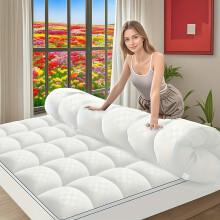 Extra Thick Cooling Mattress Topper for Queen, 8–21" Deep Pocket, Overfilled Down Alternative — Compatible with Queen Beds