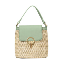 Strohgeflochtene Damen-Bucket-Handtaschen, Sommer-Strandtaschen, Schultertaschen