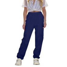 Parachute Pants for Girls Cargo Jogger Pants Wide Leg Streetwear Kid Teen Jogger Trousers with Pockets Dark Blue 7-8 Years