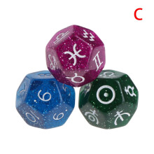 3pcs Multicolor 12 Sided Resin Dice Astrology Tarots Constellation Divination