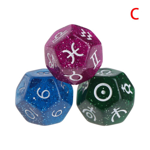 3pcs Multicolor 12 Sided Resin Dice Astrology Tarots Constellation Divination