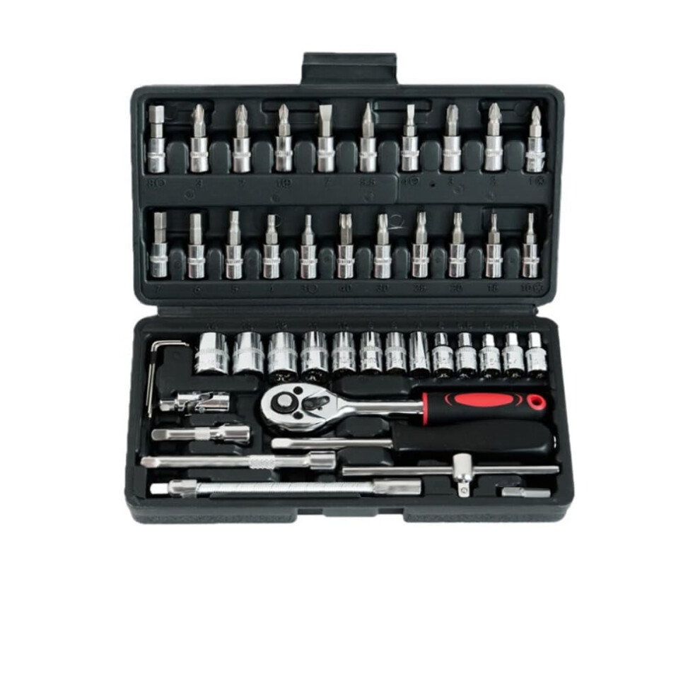 46 -Piece 1/4-Inch Screwdriver Drive Socket Bit Set Metric Ratchet Wrench Tools Kit For Automotive Repairing Household 9329345393532