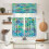 Morocco Teal Kitchen Curtains Set Semi-Sheer 3-Piece 1