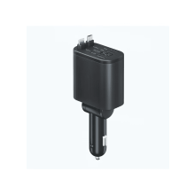 USB PD Car Charger with Two 0.7m Retractable Cables