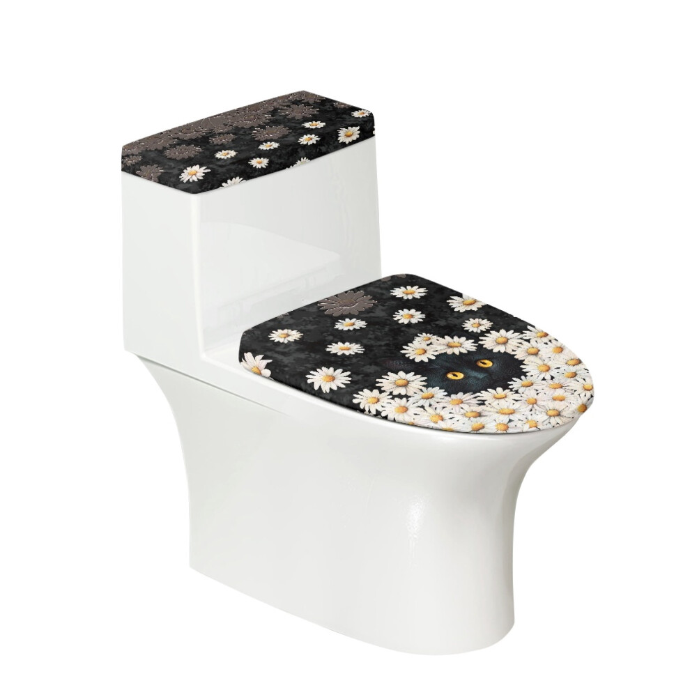 Daisy Cat Toilet Lid Cover Polyester Elastic Bottom 939152723508