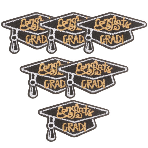 6Pcs Lightweight Iron on Graduation Applique Patches for Jacket and Backpack