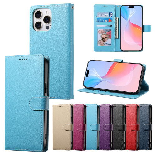Leather Wallet Phone Case Compatible with iPhone 16 Pro Max, 15–6 Series