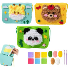 Wool Embroidery Crossbody Bag Kit for Kids 3PCS